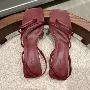St. Agni Red (not bright lipstick red) Leather Sandals NWOT